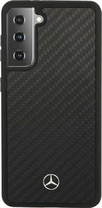 Mbështjellës telefoni Mercedes MEHCS21SRCABK për Samsung Galaxy S21, material karboni, mbrojtje TPU PC, i zi