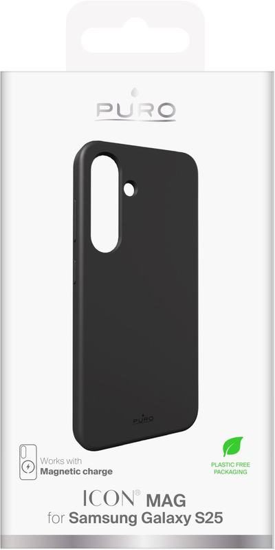 Këllëf telefoni Puro Rear Cover Samsung Galaxy S25, PU, i zi