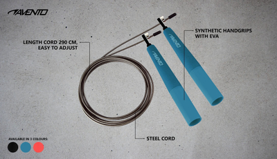 Litar kërcimi Avento Skipping Rope Speed Grip, 290 cm, tel çeliku, rozë