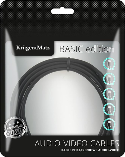 Kabllo audio Kruger&amp;Matz KM1201, RCA në RCA, 1m, gri