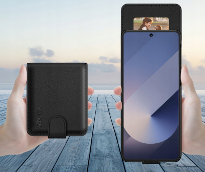 Mbulesë portofol Tech-Protect për Galaxy Z Flip 7, lëkurë eko, mbyllje magnetike, e zezë