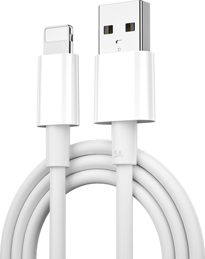 Kabull USB në Lightning WiWU, 2.4A, 1.2m, i bardhë