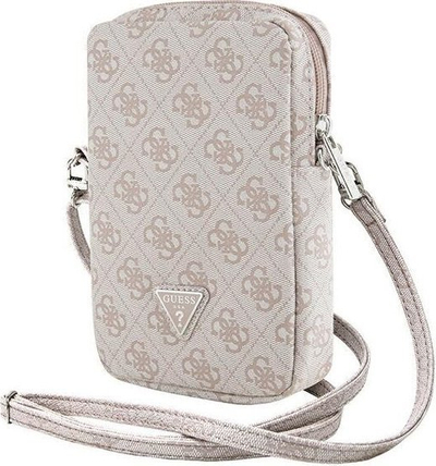 Çantë telefoni Guess 4G Triangle Logo Phone Bag, lëkurë sintetike PU, rrip i rregullueshëm, rozë