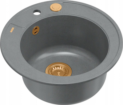 Lavaman kuzhine Quadron GraniteQ MORGAN 210, rrumbullakët 48.5cm, Push To Open, gri me aksente bakri