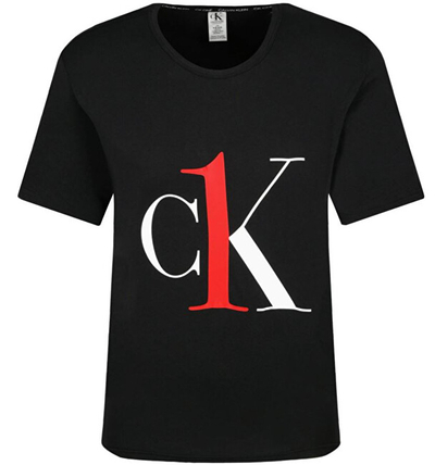Maicë Calvin Klein CK One me mëngë të shkurtra, jakë rrumbullak QS6436E001 e zezë me logo të kuqe