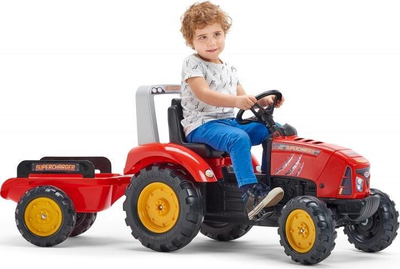 Traktor lodër Lapac Supercharger me pedale, me rimorkio, i kuq