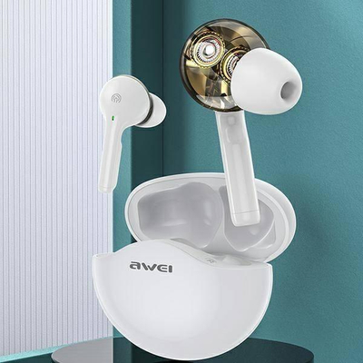 Kufje pa tela Awei T12, TWS, Bluetooth, të bardha