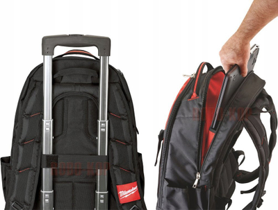 Çantë shpine pune Milwaukee Jobsite Backpack, najlon balistik, bazë plastike e forcuar, e zezë me të kuqe