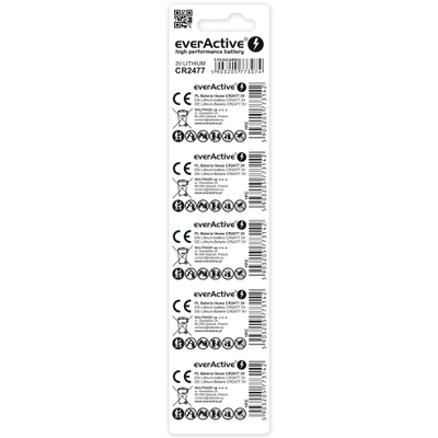 Bateri buton litium EverActive CR2477, 3V, paketim 5 copë, argjendtë