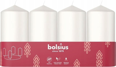 Qirinj cilindrikë Bolsius, set 4 copë, 100x48mm, të bardhë