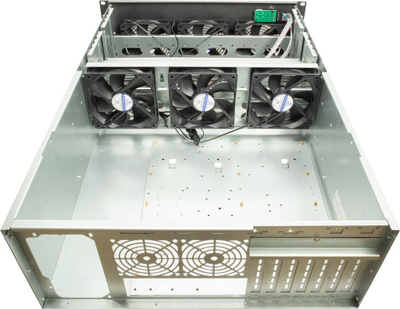 Kasa serveri Inter-Tech 4F28 Rack, 4U, për rack 19", e zezë me argjend