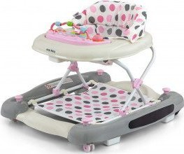 Ecjakëse me lëkundës Milly Mally Patrol Plus Pastel Dots, panel muzikor, për bebe deri 12 kg, rozë me pika