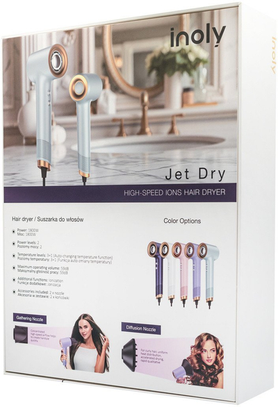 Tharëse flokësh Kensen Inoly Jet Dry Silver Glow, jonizim, 1800W, gri