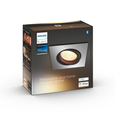 Spot LED i futur Philips Hue Milliskin, White Ambiance, katror, alumin