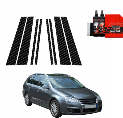 Folie karboni për shtylla GrizzProtector 8 në 1, Volkswagen Golf 5 Variant 2003-2009, vetëngjitëse, e zezë