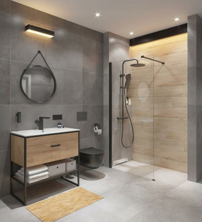 Set kompakt WC muri Vilarte Wall Hung Black Mel, 49cm, rimless, i zi