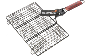 Shportë grilli Mustang Non-stick Grill Grates, metal, dorezë druri, e zezë