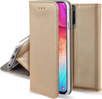 Kapak telefoni Xiaomi Redmi 9T flip wallet me magnet, ngjyrë ari