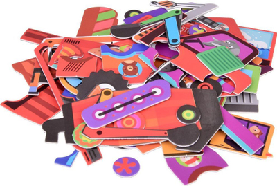 Tabllo magnetike lodër ZA5352, 2 në 1 me puzzle vegla ndërtimi, 28 x 31 cm, shumëngjyrëshe