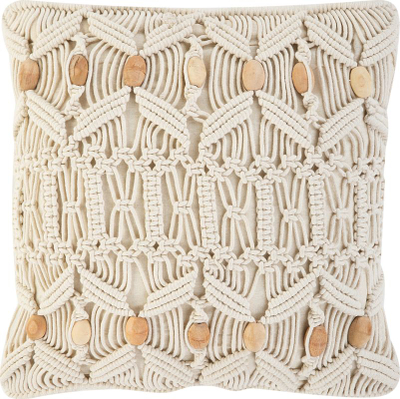 Jastëk dekorativ NICAEA Cotton Macrame, 45x45cm, pambuk, bezhë