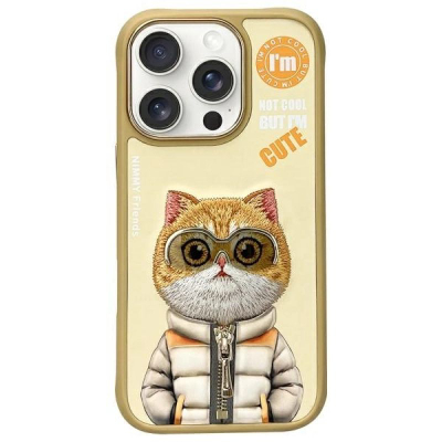 Kllëf telefoni Nimmy Cool&amp;Cute 2.0 Cat për iPhone 16 Pro Max 6.9", silikon, khaki
