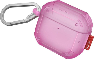 Kuti mbrojtëse Skinarma Mecha CE për AirPods 4, TPU, me karabinë, fuchsia