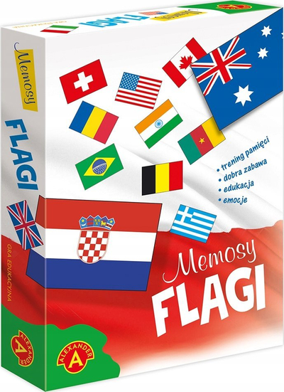 Loja edukative Alexander Memory Flags Alex, me flamuj shtetesh, për 2 4 lojtarë, shumengjyrëshe