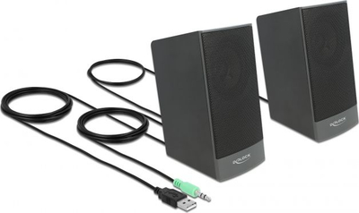 Altoparlantë për PC Delock Stereo 2.0, 3.5 mm, USB, të zinj
