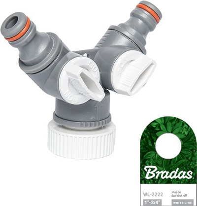 Valvul dyfishe Bradas WHITE LINE, lidhje rubineti 1\", dalje zorre 3/4\", gri me t'bardhë