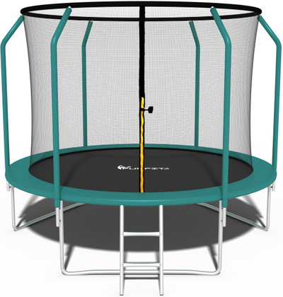 Trampolinë kopshti PREMIUM 312cm, rrjetë e brendshme, shkallë, shumëngjyrëshe