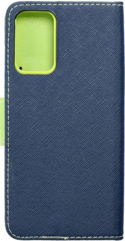 Kllëf telefoni Fancy Book Case për Samsung Galaxy A72, me portofol, me magnet, blu navy me lime
