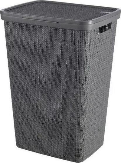 Shportë rrobash Curver Jute, 58L, me kapak, gri