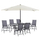 Set Tavolinë 150×90 cm + 6 karrige palosëse + çadër,"HM11480", bezhë/ gri
