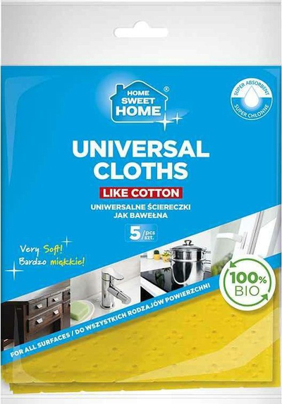 Lecka universale Home Sweet Home Like Cotton, 5 copë, biodegraduese, të verdha