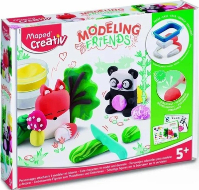 Сет за моделирање Maped Creative Modelling Friends Лисица и Панда, пластелин што се суши на воздух, повеќебоен
