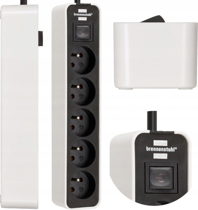 Shirit elektrik Brennenstuhl Ecolor, 5 prize, kabllo 5m, bardh e zi