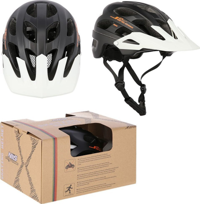 Helmet biçiklete Nils MTW208, In-mold, 53-58 cm, i zi e bardhë