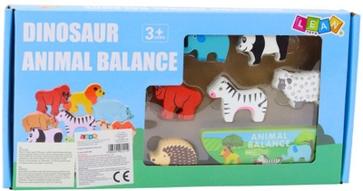 Lojë balancuese prej druri Funmuch Balanced Animals, Montessori, 13 pjesë, shumëngjyrëshe