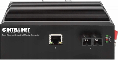 Konvertues rrjeti Intellinet Fast Ethernet Industrial, 100Base-TX në 100Base-FX, single-mode, i zi