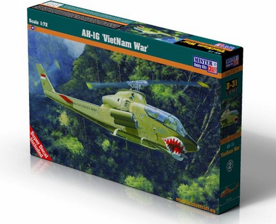 Model plastik helikopter MisterCraft AH-1G Vietnam War, shkallë 1:72, për montim, jeshil