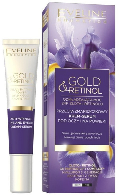 Krem-serum për sy Eveline Cosmetics Gold &amp; Retinol, kundër rrudhave, 20ml
