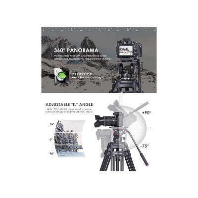 Tripod video me kokë fluide 185cm