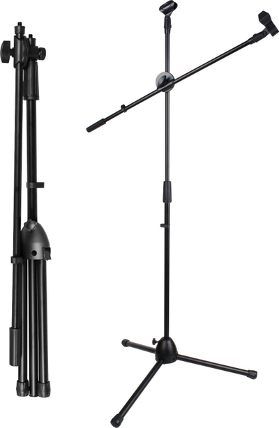 Stativ mikrofoni Mozos SM803 PRO, lartësi që e luan nga 75 në 155 cm, mban deri 1.5 kg, i zi