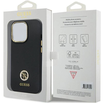 Mbrojtëse telefoni Guess GUHCP13XM4DGPK, për iPhone 13 Pro Max 6.7", silikoni, e zezë