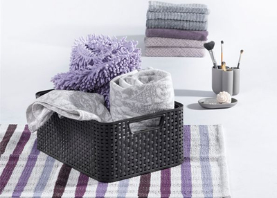 Shportë rregulluese Curver Basket Box L, me kapak, plastike, kafe