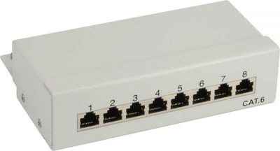 Patch panel InLine 76208A, 8 porta RJ45, CAT6, bezhë