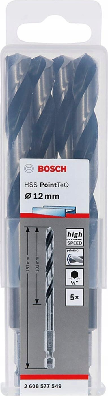 Set shpuesesh metali Bosch HSS PointTeQ Hex, 12 mm, 5 copa
