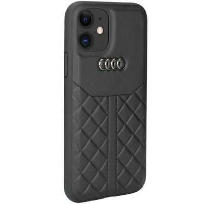 Kapak telefoni Audi Genuine Leather, iPhone 12 12 Pro 6.1", lëkurë origjinale, i zezë