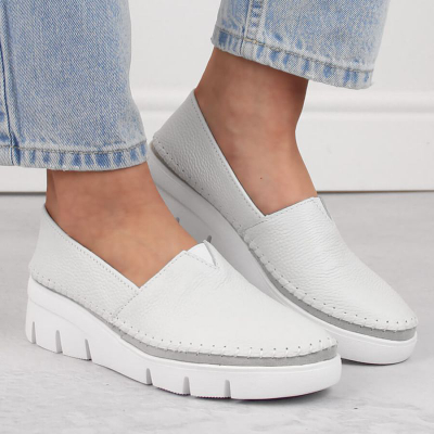 Женски чевли Filippo DP6161/24 WH, кожа, платформа wedge, бели