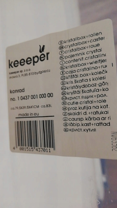 Kuti ruajtje Keeeper Cornelia Crystalbox, 83L, me kapak, transparente